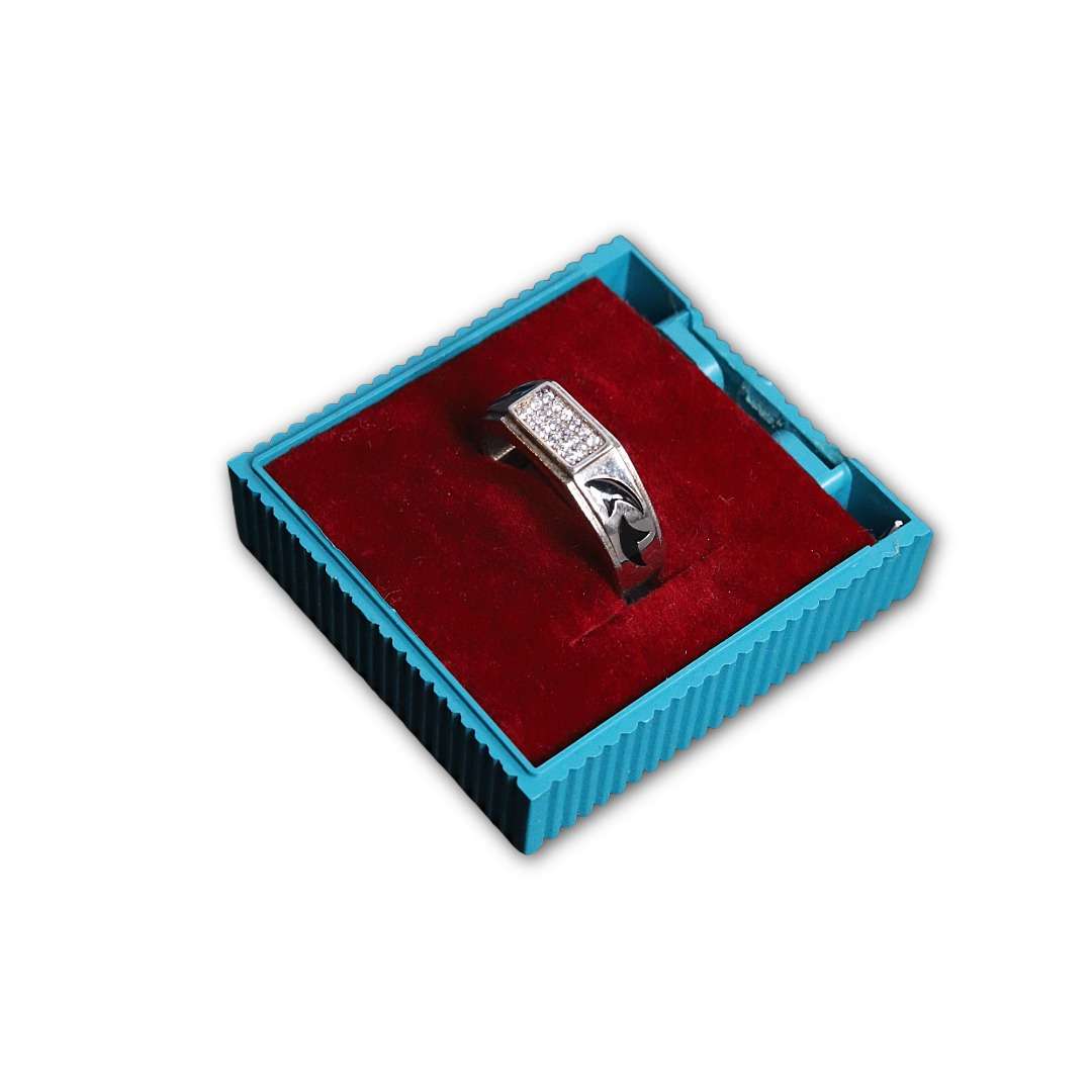 Black Enamel Ring {Size: 20} (CODE: VSNCMR018), Men's Ring, 925 Sterling silver.