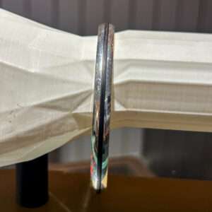 Men’s Black Single Line Silver Kada, Size:{2.12} (VSNCMK018), S800 Silver.