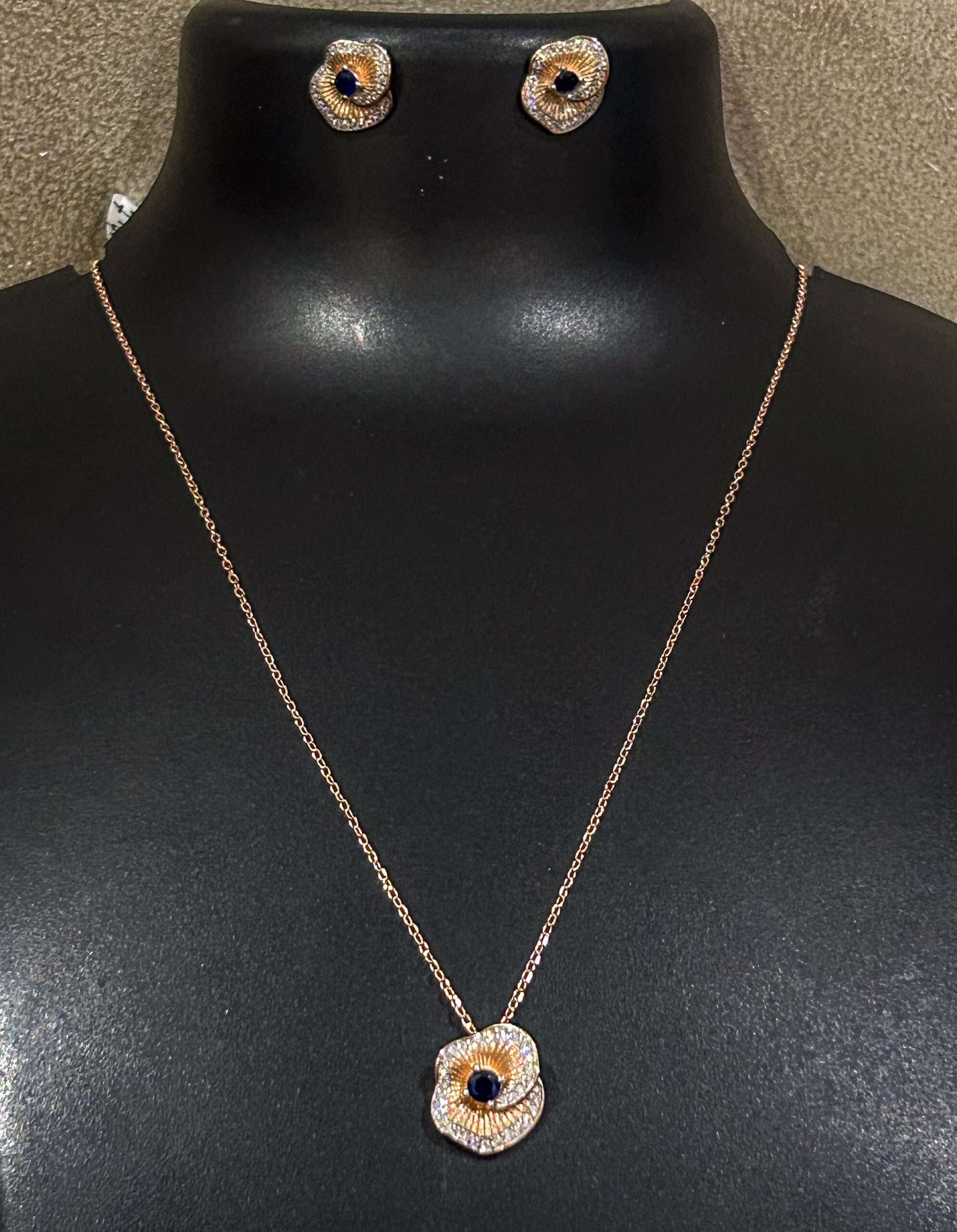 Womens Rose Gold Chain Set with Earring, CODE (VSNCRGCSE010), 925 Sterling silver. - Image 2