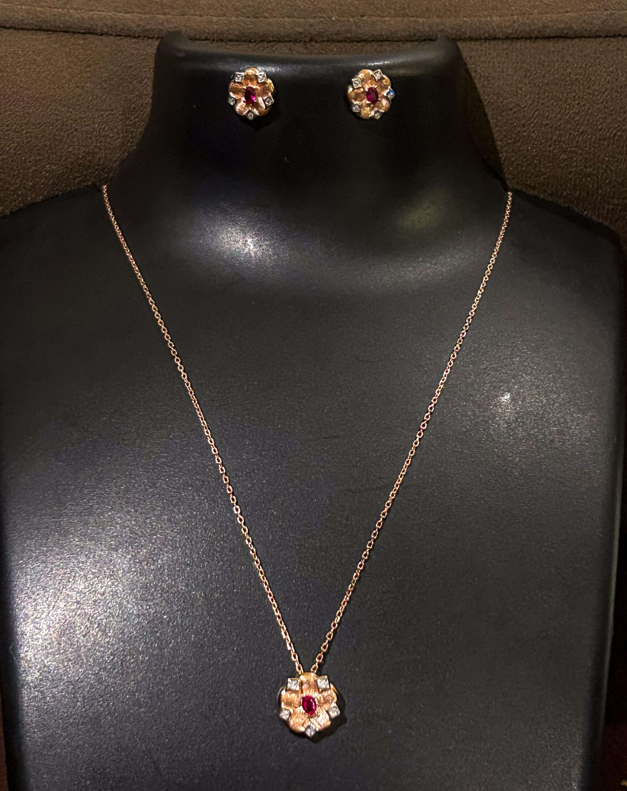 Womens Rose Gold Chain Set with Earring, CODE (VSNCRGCSE001), 925 Sterling silver. - Image 2