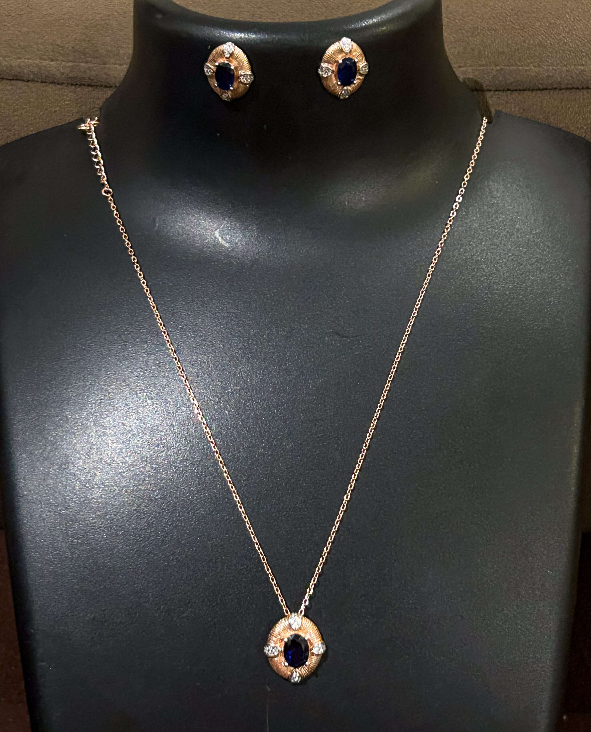 Womens Rose Gold Chain Set with Earring, CODE (VSNCRGCSE006), 925 Sterling silver. - Image 2