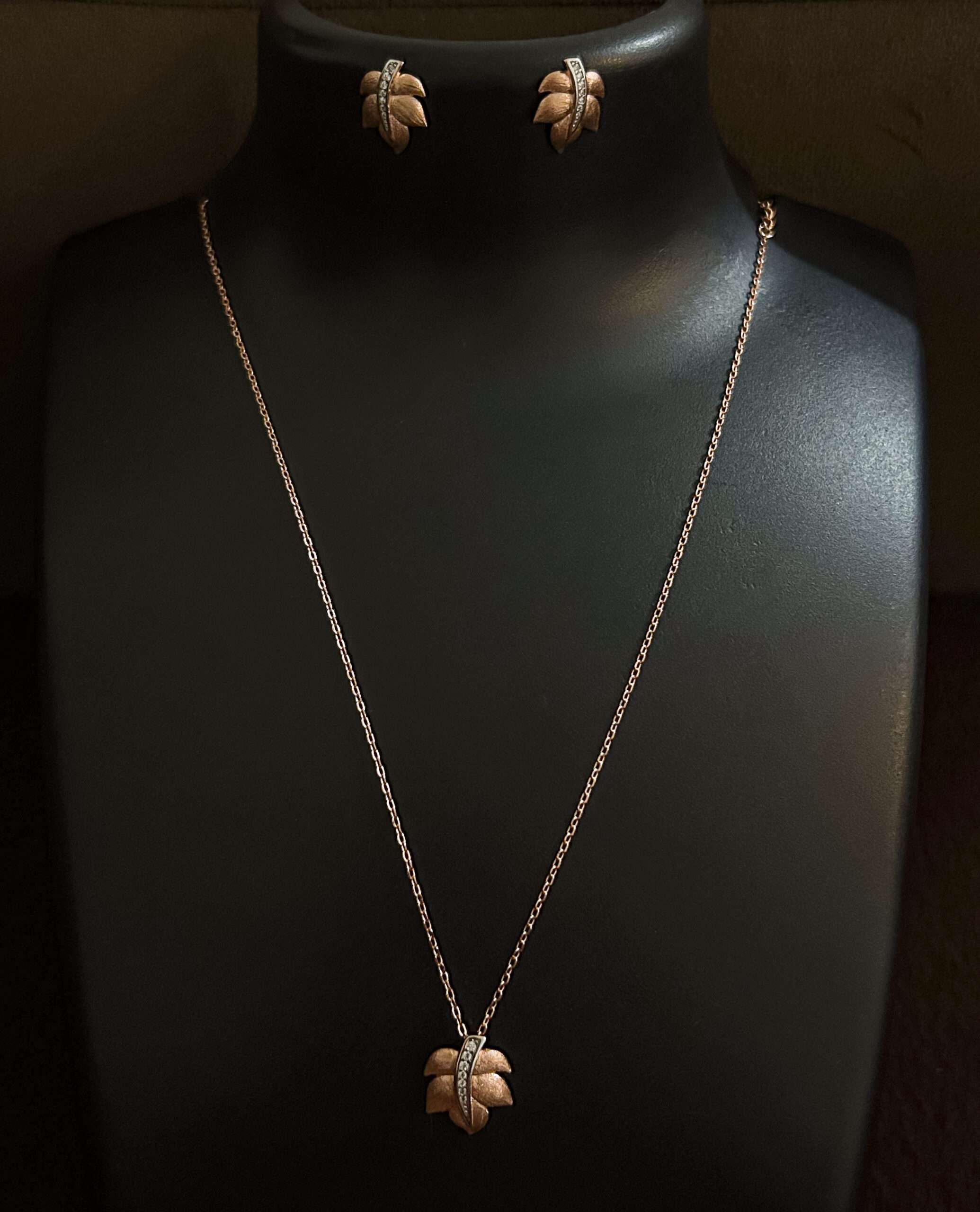 Womens Rose Gold Chain Set with Earring, CODE (VSNCRGCSE002), 925 Sterling silver. - Image 2