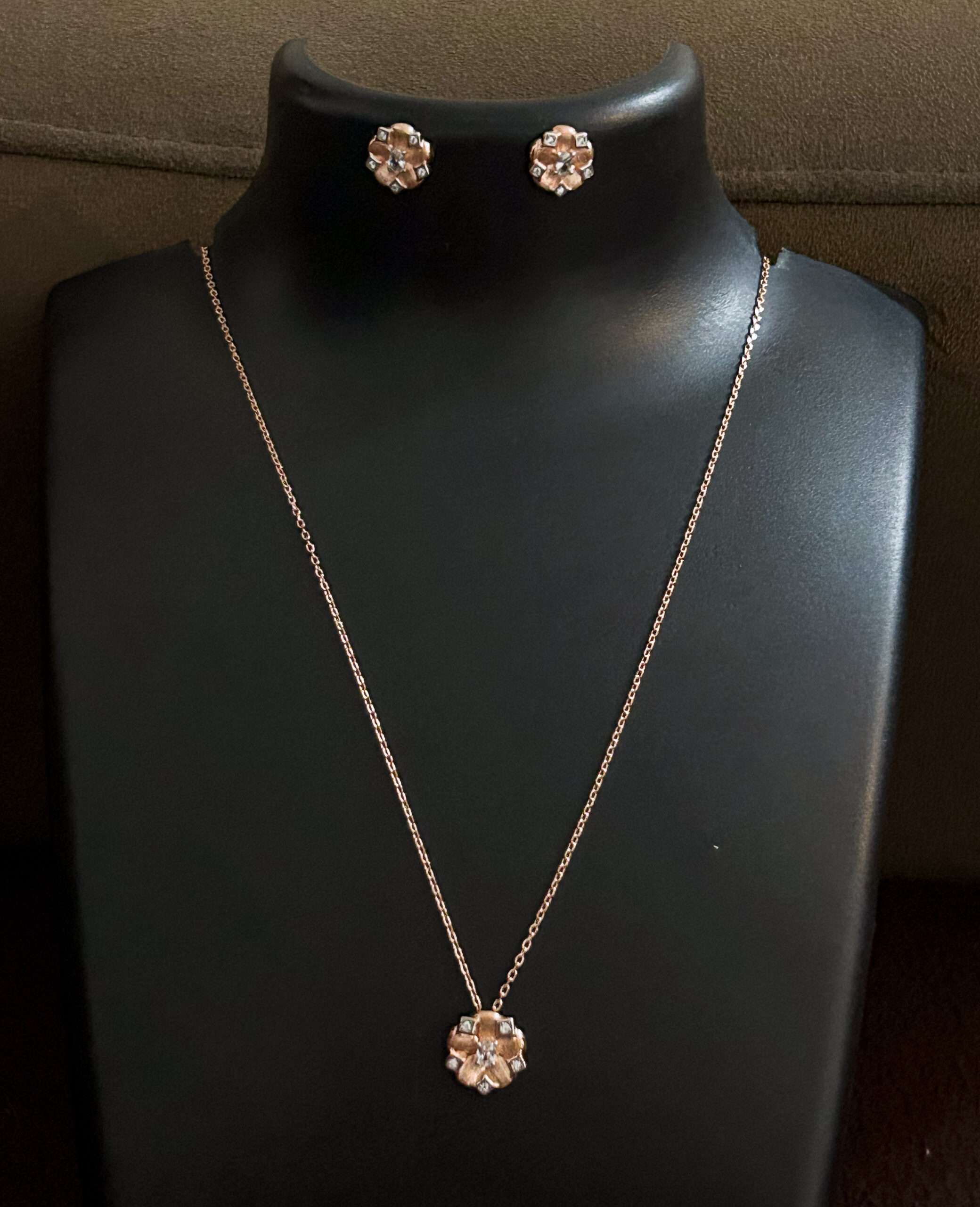 Womens Rose Gold Chain Set with Earring, CODE (VSNCRGCSE015), 925 Sterling silver - Image 2