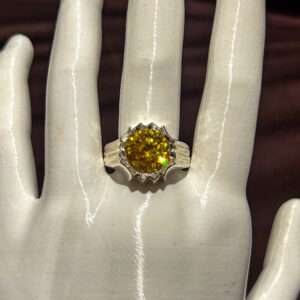 Cz Gem Stone Ring, (CODE : VSNCGSR002), Colour Yellow, Silver.