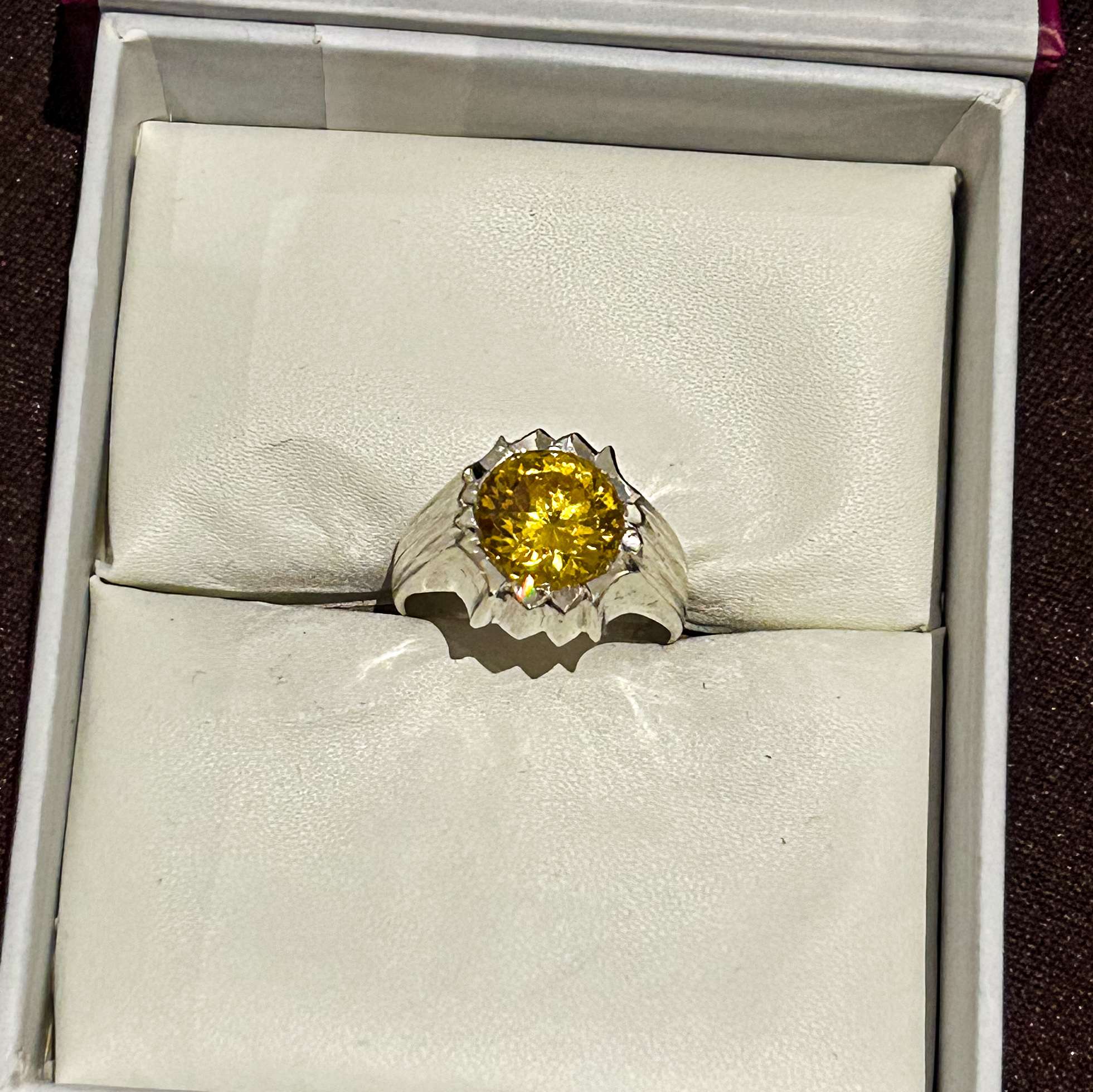 Cz Gem Stone Ring, (CODE : VSNCGSR002), Colour Yellow, Silver. - Image 2