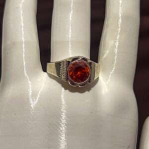Cz Gem Stone Ring, (CODE : VSNCGSR089), Colour Orange, Silver.