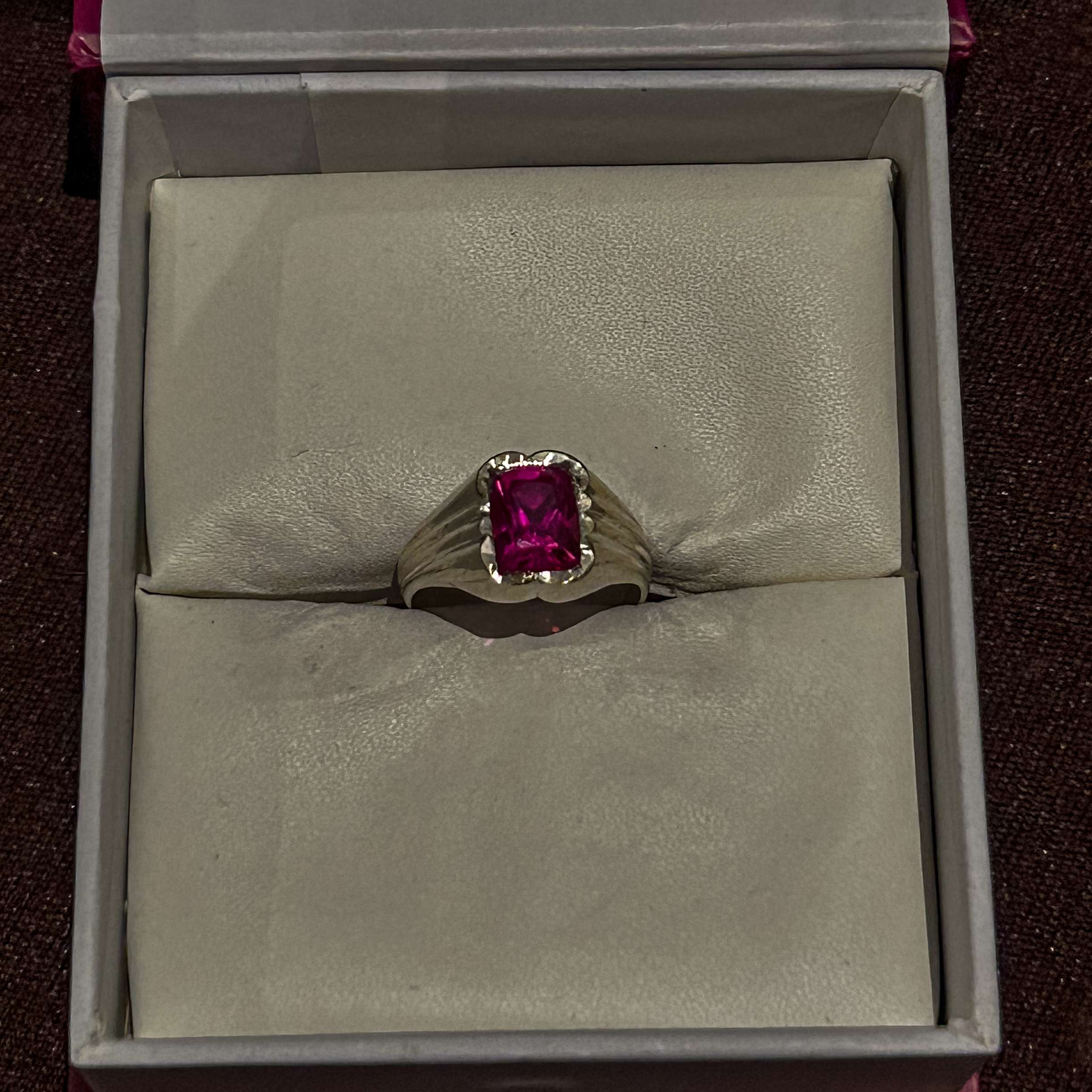 Cz Gem Stone Ring, (CODE : VSNCGSR005), Colour Pink, Silver. - Image 2