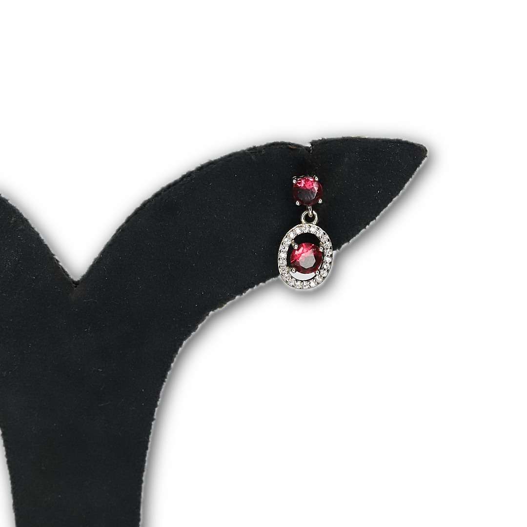 Silver`Stoned Earring.(CODE:VSNCGSE005).s925 Sterling Silver.