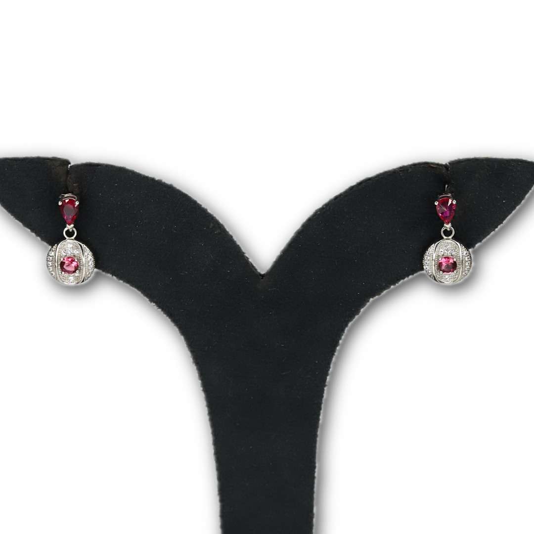 Silver`Stoned Earring.(CODE:VSNCGSE006).s925 Sterling Silver. - Image 2
