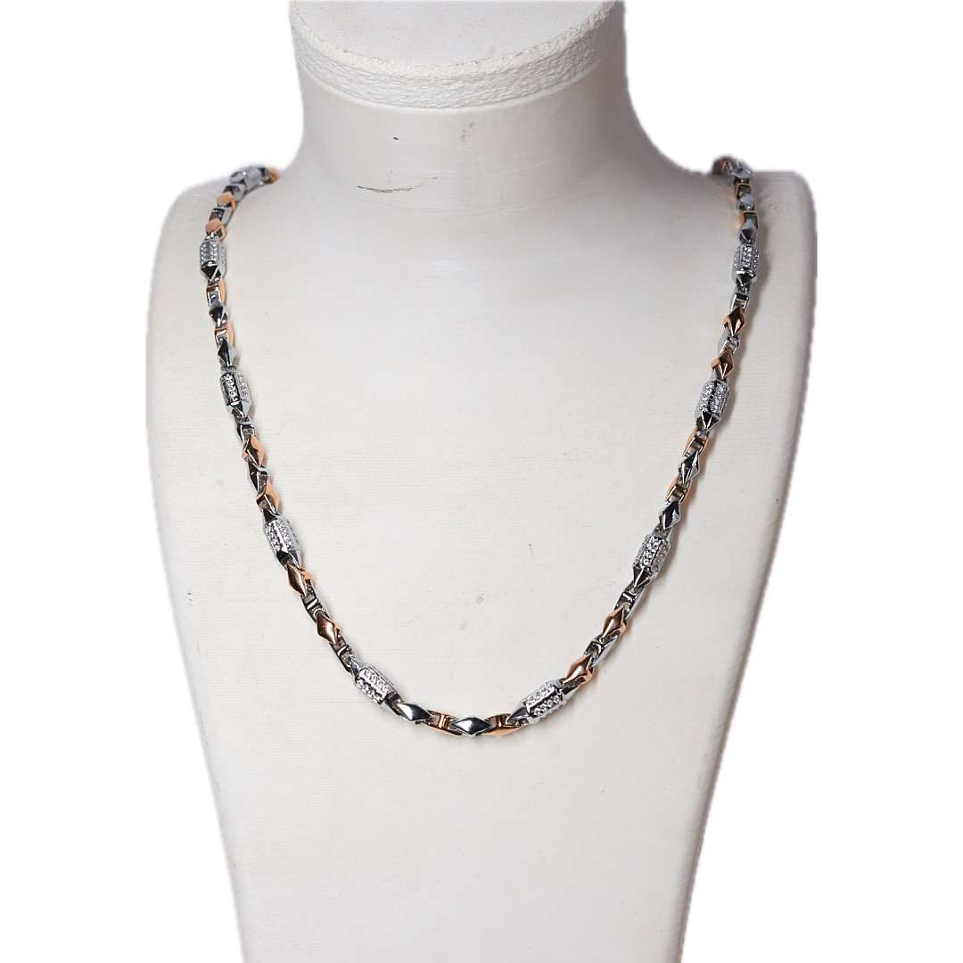 Men’s Chain ,Rose Gold Plated,(CODE:VSNCMC047),S800 Silver - Image 2