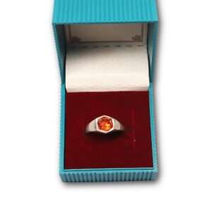 Cz Gem Stone Ring, (CODE : VSNCGSR017), Colour Orange, Silver.