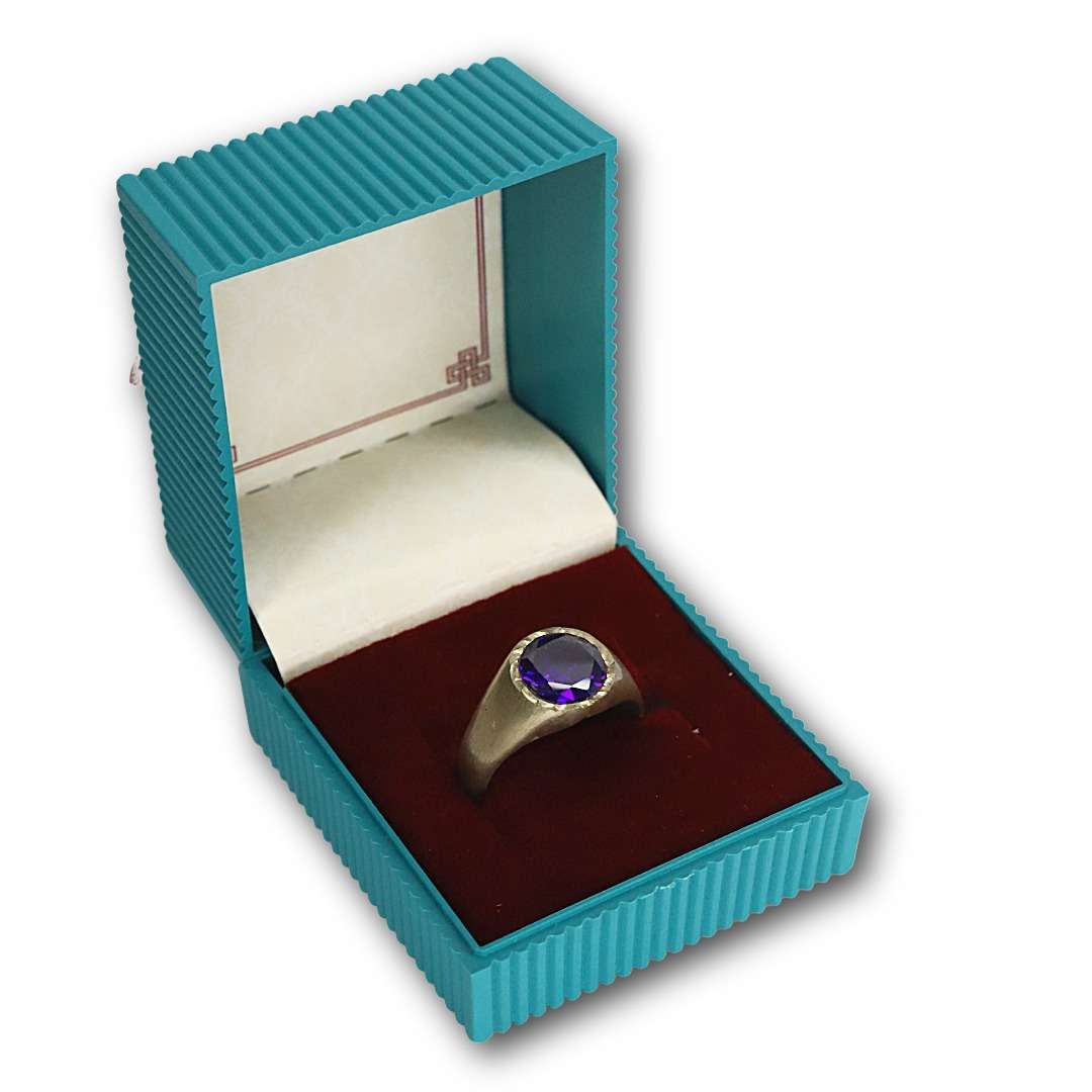 Cz Gem Stone Ring, (CODE : VSNCGSR006), Colour Purple, 925 Sterling Silver . - Image 2