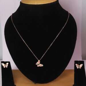 Women`s Rose Goid (CODE:VSNCRGCSE007) Chain With Earring, S925 Sterling Silver.