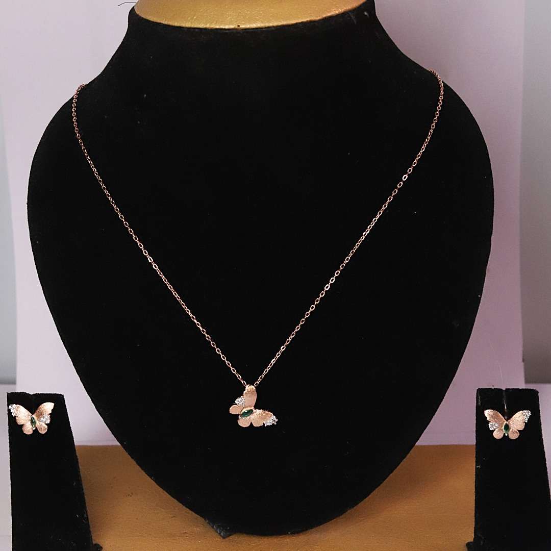 Women`s Rose Goid (CODE:VSNCRGCSE007) Chain With Earring, S925 Sterling Silver.