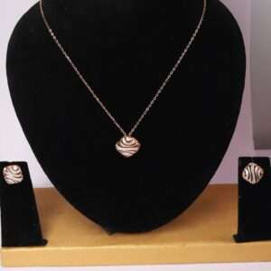 Women`s Rose Goid (CODE:VSNCRGCSE013) Chain With Earring, S925 Sterling Silver.