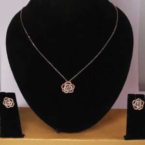 Women`s Rose Goid (CODE:VSNCRGCSE004) Chain With Earring, S925 Sterling Silver.