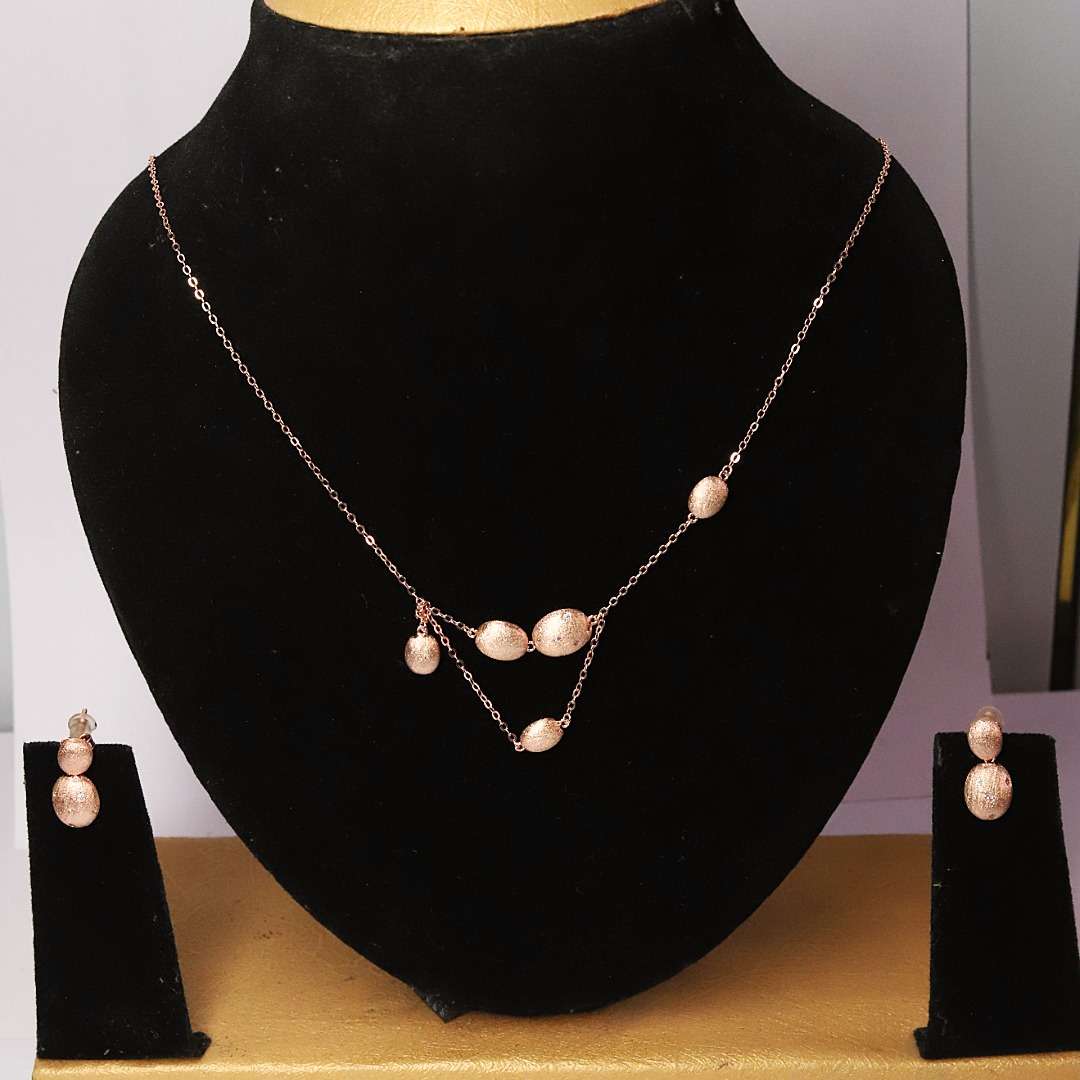Women`s Rose Goid (CODE:VSNCRGCSE012) Chain With Earring, S925 Sterling Silver.