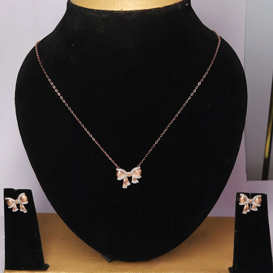 Women`s Rose Goid (CODE:VSNCRGCSE005) Chain With Earring, S925 Sterling Silver.