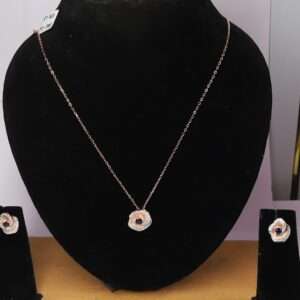 Women`s Rose Goid (CODE:VSNCRGCSE010) Chain With Earring, S925 Sterling Silver.