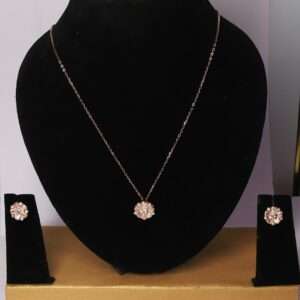 Women`s Rose Goid (CODE:VSNCRGCSE015) Chain With Earring, S925 Sterling Silver.
